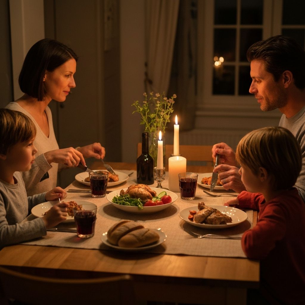 Home-cooked family dinner with simple wholesome food